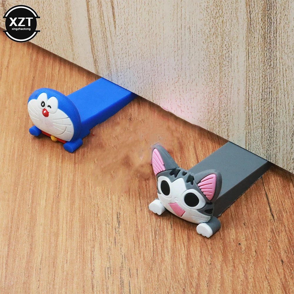 

Cute Cartoon Silicone Door Reusable Shock Absorbent Block Wedge Doorstops Door Handle Stopper Home Door Anti-collision Stopper