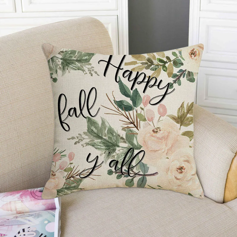 Thanksgiving Pillow Cover Sofa Cushion Linen Printed Car Pillow Home Sofa Bedroom Decoration Pumpkin Pillow