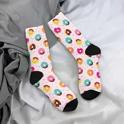Donuts Pink Unisex Socks Sweet Summer Vibrant Colorful Funny Socks Gifts For Women Mens Novelty Crew Socks