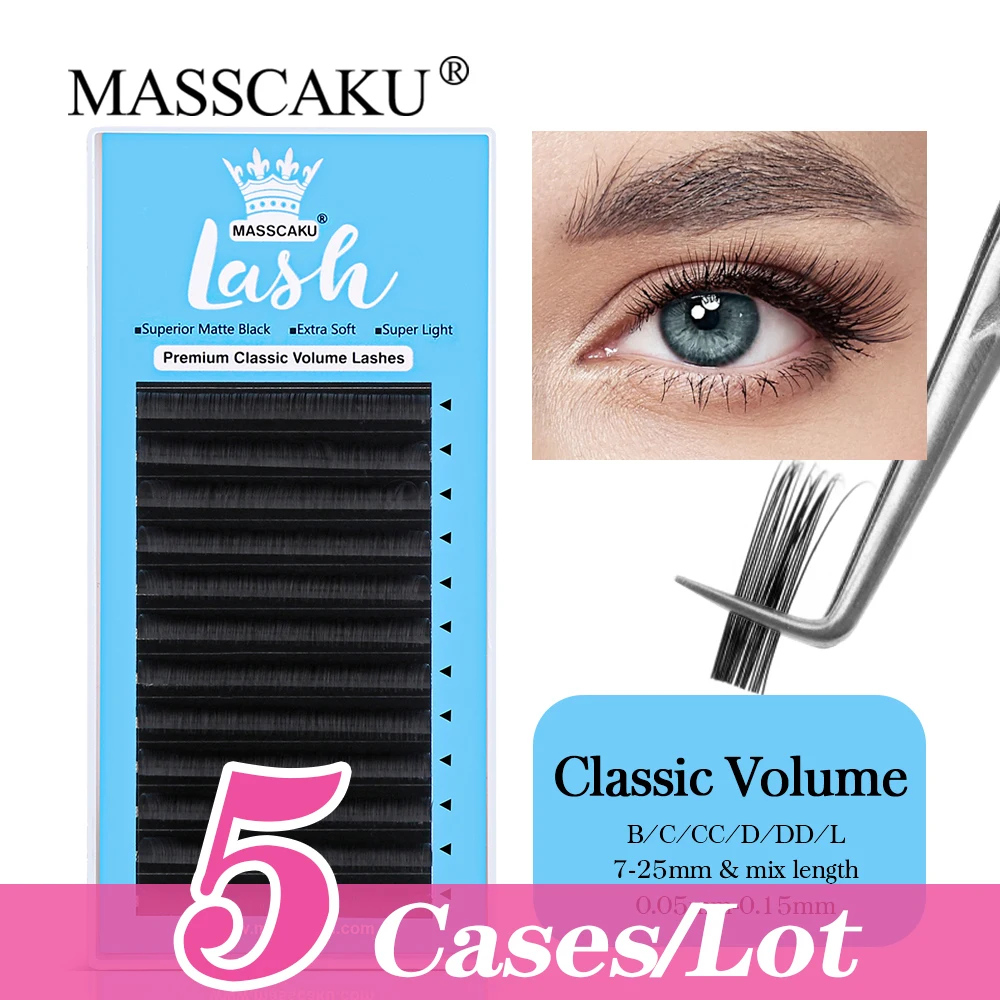 MASSCAKU 12Rows CD Curl Classic Volume Lashes Makeup Faux Mink Natural Soft Premium Handmade Korean Makeups Superior Ventilador