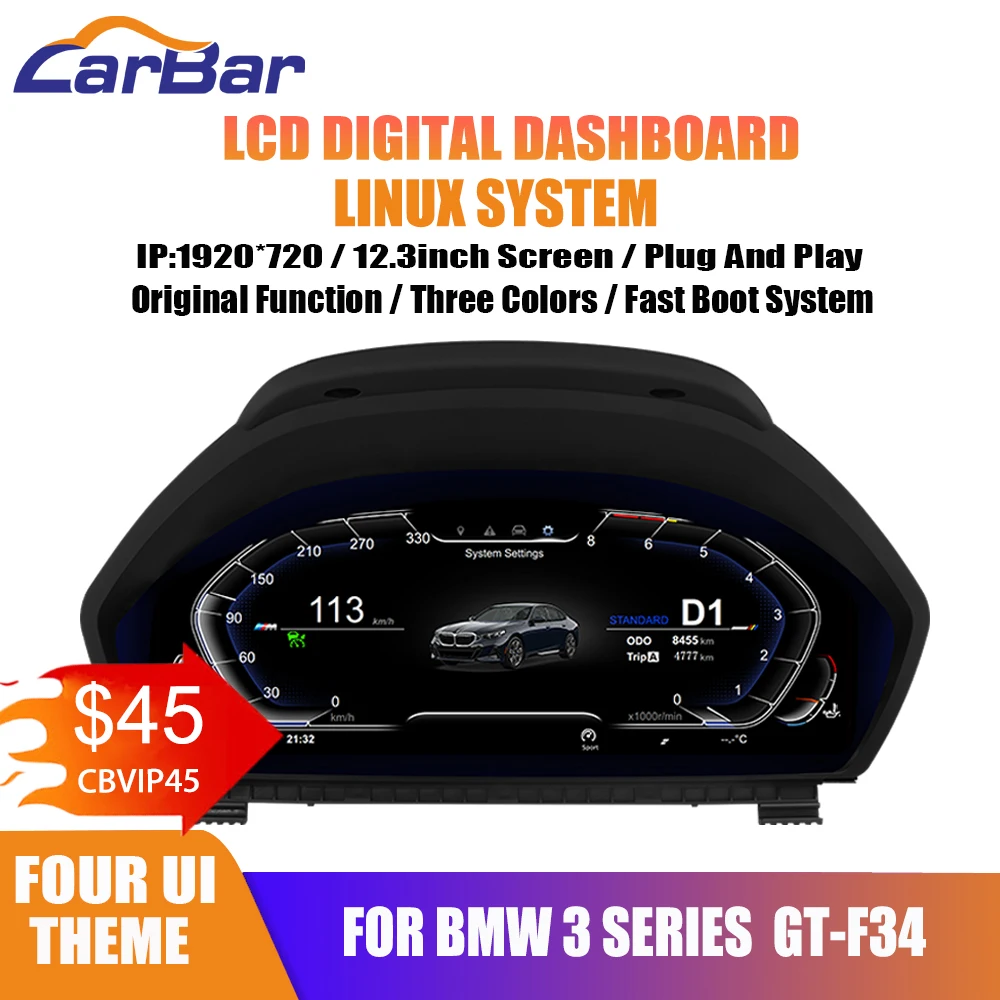 

Carbar, новое обновление, ЖК-цифровая приборная панель, кластер для BMW 3 серии GT-F34 2013-2020, автомобильный спидометр, экран прибора