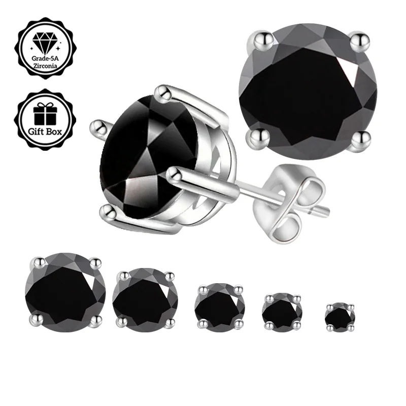 

LAMVOICE jewelry for women/stud earrings with 0.2-4 carat Black zirconia Hypoallergenic earrings christmas gift for women