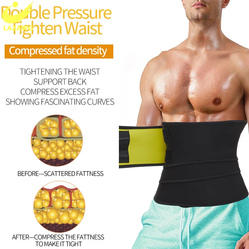 LAZAWG Men Fitness Bandage Wrap Waist Trainer Shapewear Belt Slimming Tummy Belt Corset Top Stretch Waist Cinchers Body Shaper