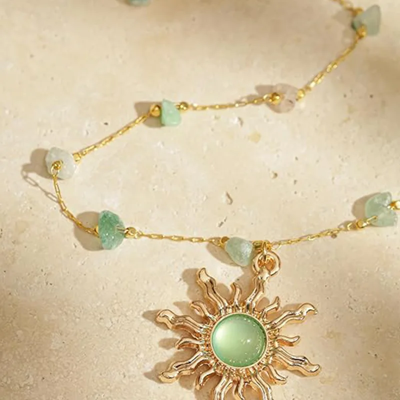 Sun Necklace for Women Purple Tangled Necklaces Gold Sun Choker Healing Crystal Jewelry for Movie Fans