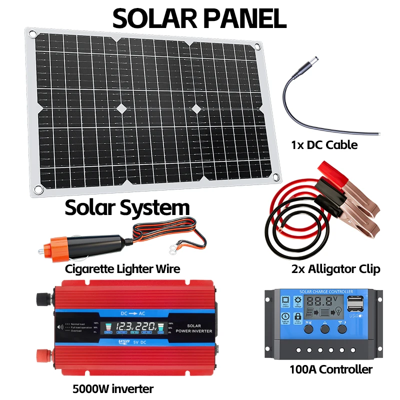 6000W Solar-Wechselrichter-Kit Komplette Stromerzeugung 600W Solarpanel 110V/220V System 12V Solarpanel 4000W-10000W Wechselrichter Opt – Detail 2