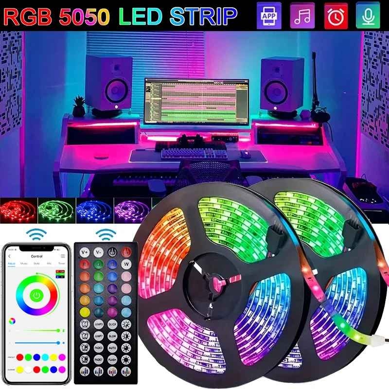 

5M USB LED Strip Lights RGB 5050 Led Light Bluetooth App Control Flexible LED Lamp Ribbon For Room Decor TV BackLight Diode Tape