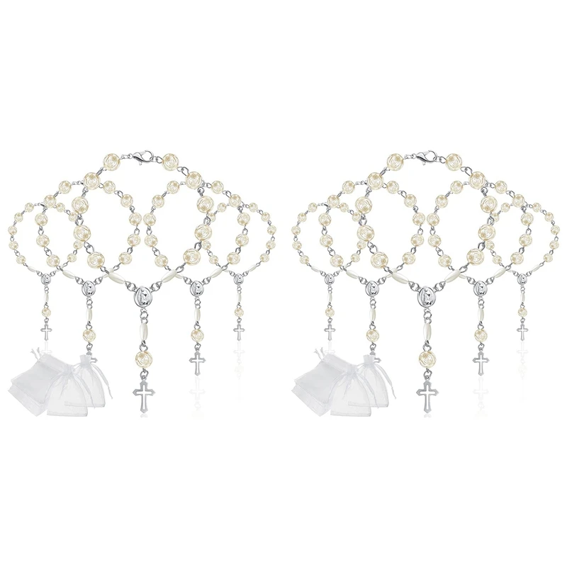 

A96Q-40Pcs Cross Rosary Christening Baptism Religion Church Event Wedding Boy Girl First 1St Holy Communion Baby Shower B