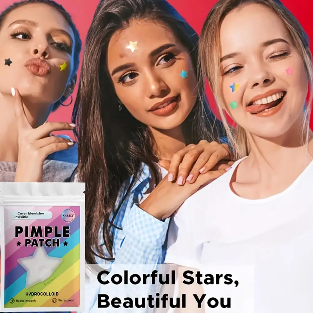 280 قطعة بقع بثرة البولي ايثيلين الملونة على شكل نجمة لطيف بثرة غطاء ملصق غير مرئية حب الشباب إزالة ملصقات الوجه العناية بالبشرة