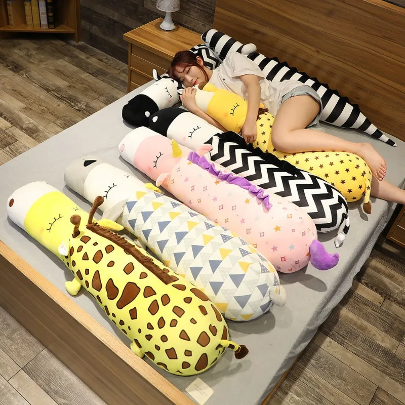 

Cute Soft Animal Long Pillow Cartoon Giraffe Lion Zebra Plush Toys Comfort Stuffed Plushies Dolls Home Decor Birthday Gifts