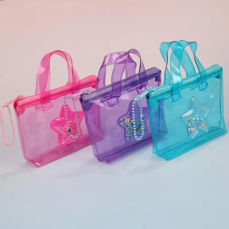 

Привлекательный кошелек для монет из ПВХ со звездой и зыбучим песком, прозрачный кошелек на молнии для женщин, хранилище для наушников и ключей, очаровательный подарок