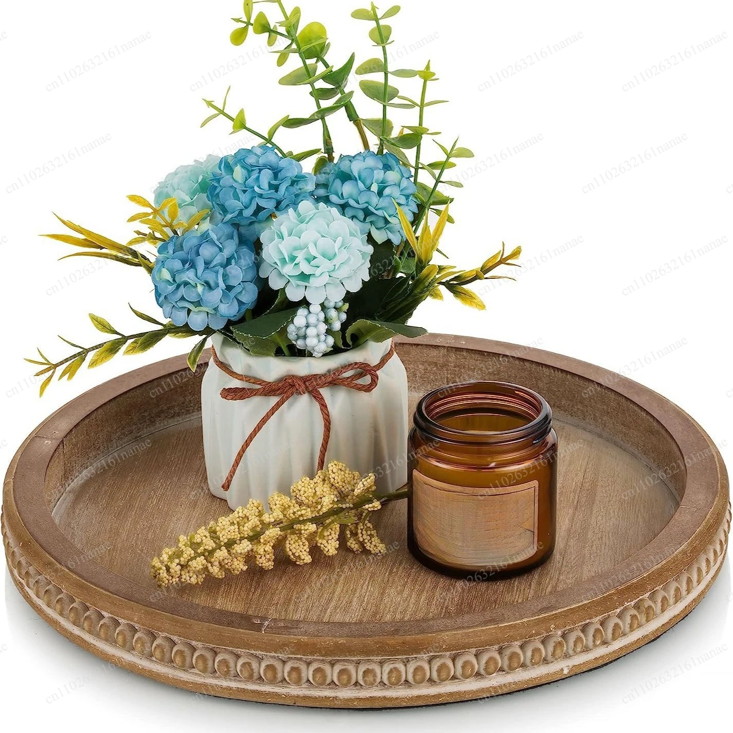 Round wooden decorative tray candle holder plate tray perfume jewelry soap holder coffee table