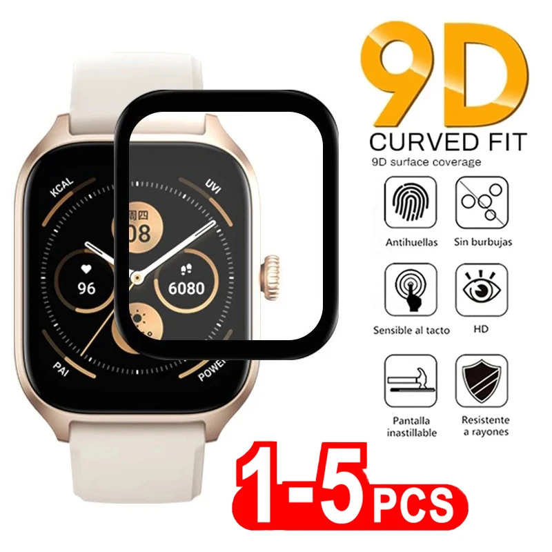 1-5pcs Tempered Soft Glass Watch Film For Amazfit GTS 2 3 4 Mini GTR 3 POP Pro Screen Protector For Amazfit Bip U Pro bip s Lite