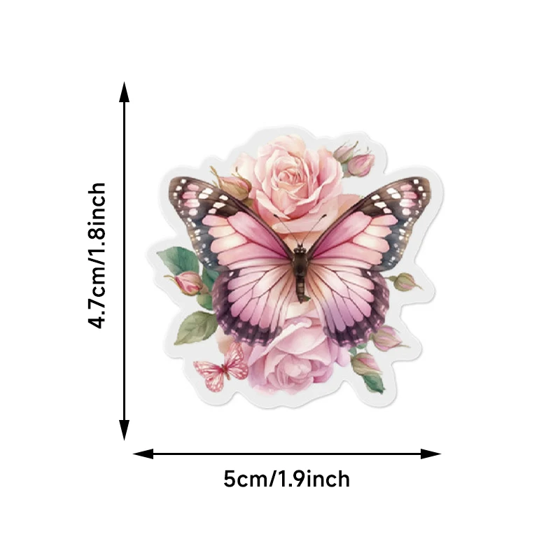 50 قطعة ملصق جرافيتي على شكل فراشة ملونة شفافة مقاومة للماء لتزيين حفلات الزفاف وغرفة النوم وخلفيات فنية ذاتية الصنع ألعاب شارات