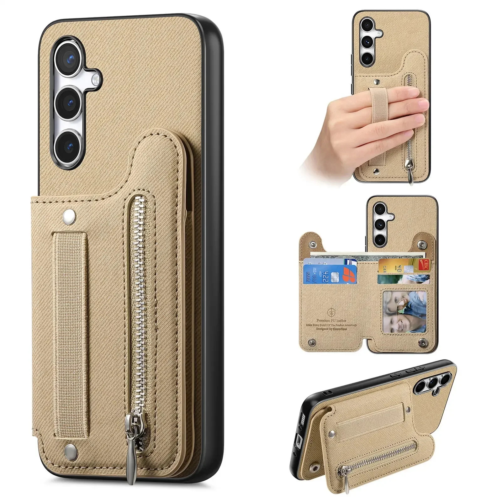 Brieftaschen-Handyhülle mit Kartenhalter für Samsung Galaxy S25 S24 FE Edge S26 S23 Ultra S22 Plus A37 A57 A17 A07 A56 A55 A36 Cover