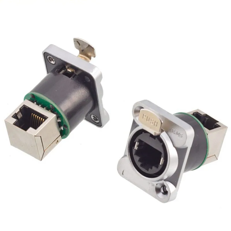 RJ45 Ethernet Cable Connector Industrial Micro CAT5E CAT6A Network Plug 8P rj45 D Type Panel Mount Straight Right Angled Socket