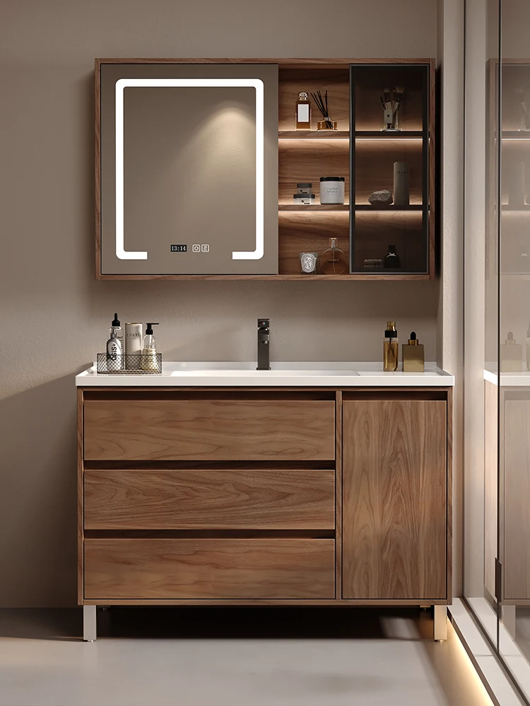 

Bathroom cabinet combination ceramic integrated basin floor single cabinet toilet face wash basin wash table