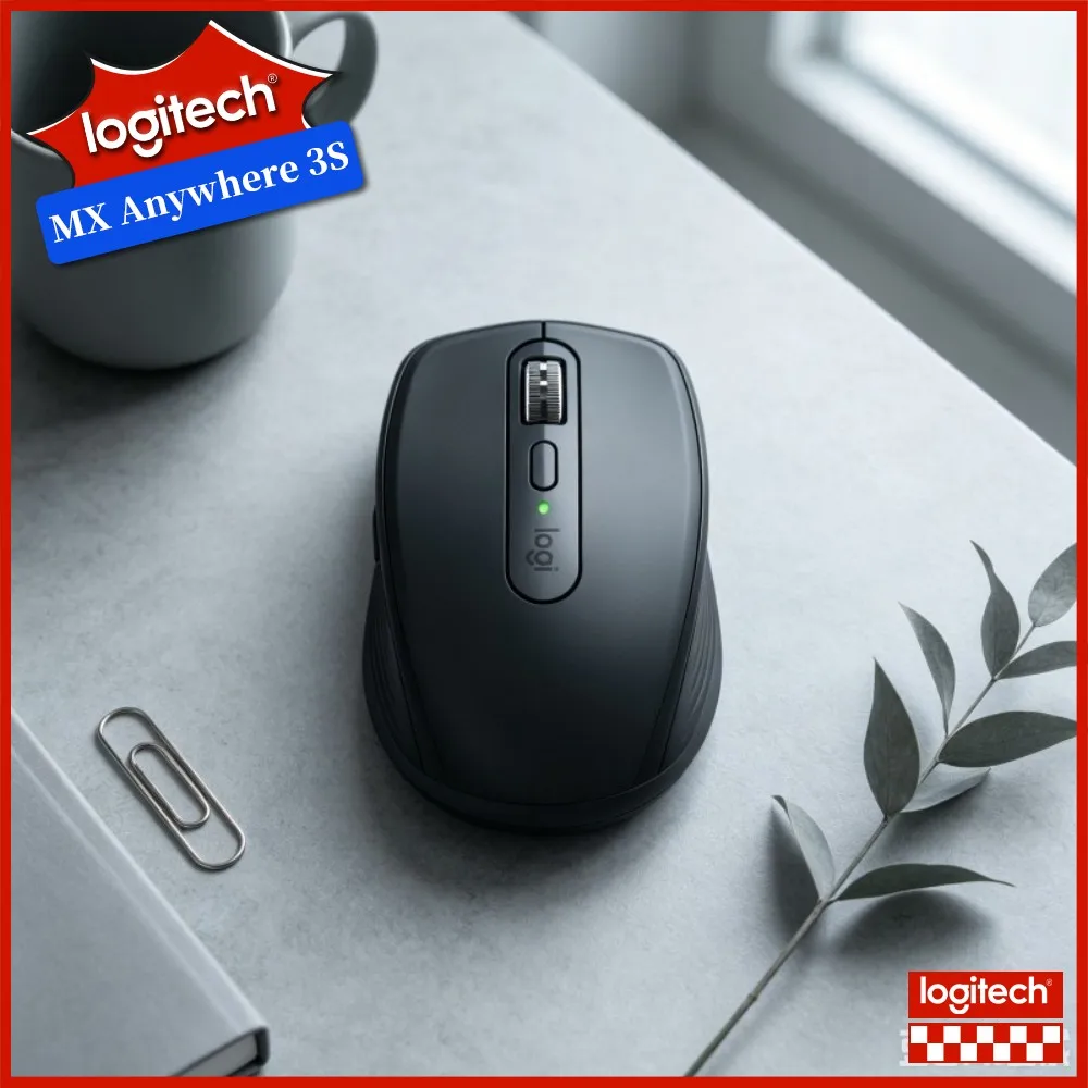 Logitech MX Anywhere 3S Wireless Mouse - 8000 DPI Glass Tracking, Magspeed Wheel, Silent Buttons, Office Use