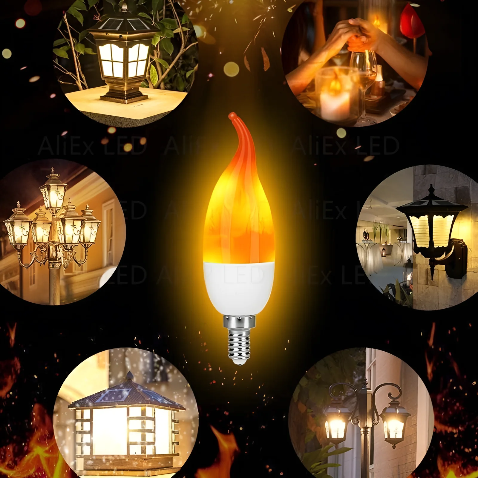 USB LED E27 Flame Bulb Fire E14 lamp Corn Bulb Flickering LED Light Dynamic Flame Effect 3W 5W 7W 9W 110V-220v for Home Lighting