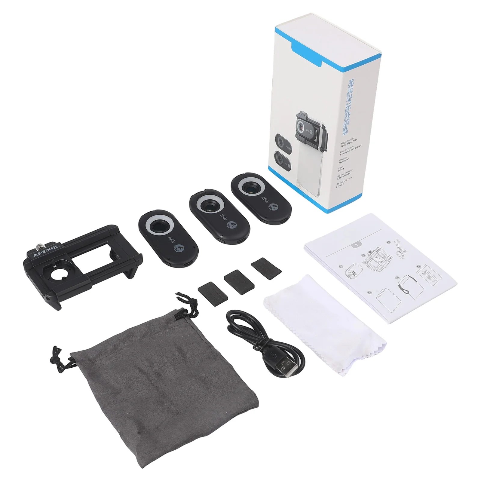 

Портативный мобильный микроскоп 200x с фиолетовой LED-подсветкой и алюминиевым корпусом для детального исследования ювелирных изделий и артефактов