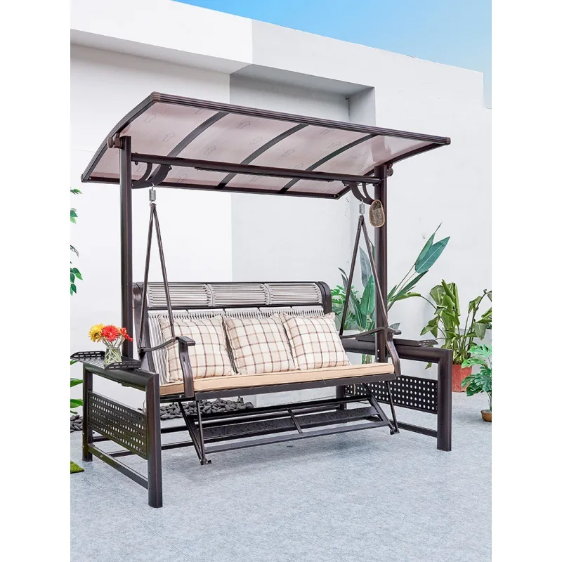 aluminium alloy! Hanging Outdoor Swing Court Hanging Chair Household Outdoor Terrace Garden Villa Iron Rocker Chair