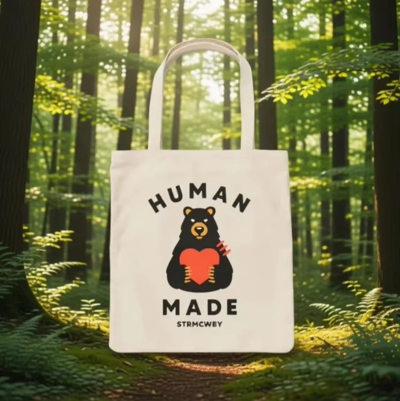 Human Made Canvas Handbag Student School Book Storage Eco-Friendly Shopping Bag Stylish Outdoor Portable Tote Bag