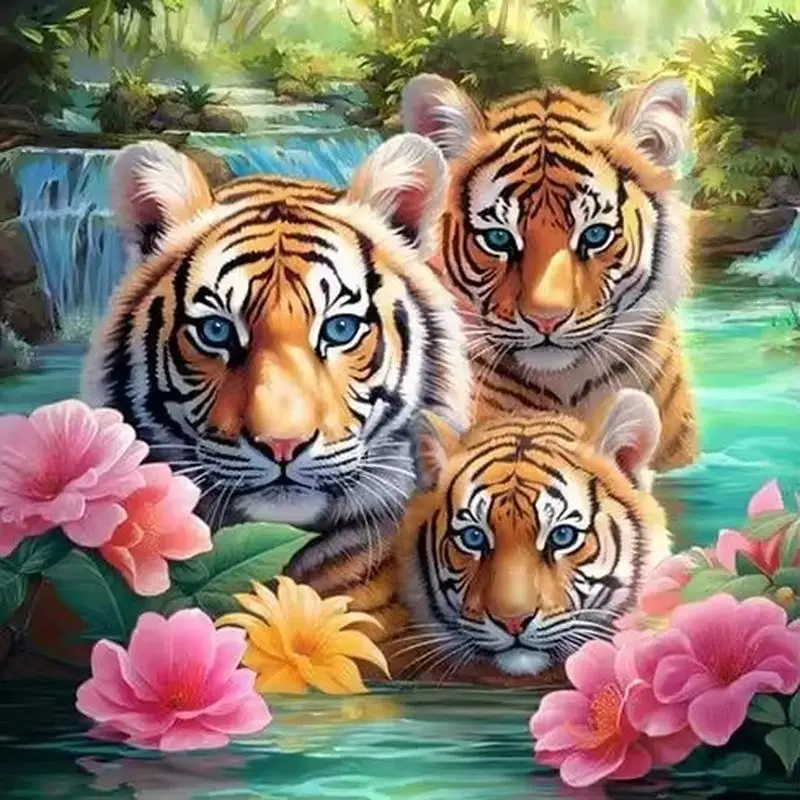 

CHENISTORY Diamond Painting Tiger Full Square Round Diamond Embroidery Animal Needlework 5D DIY Mosaic Handmade Gift