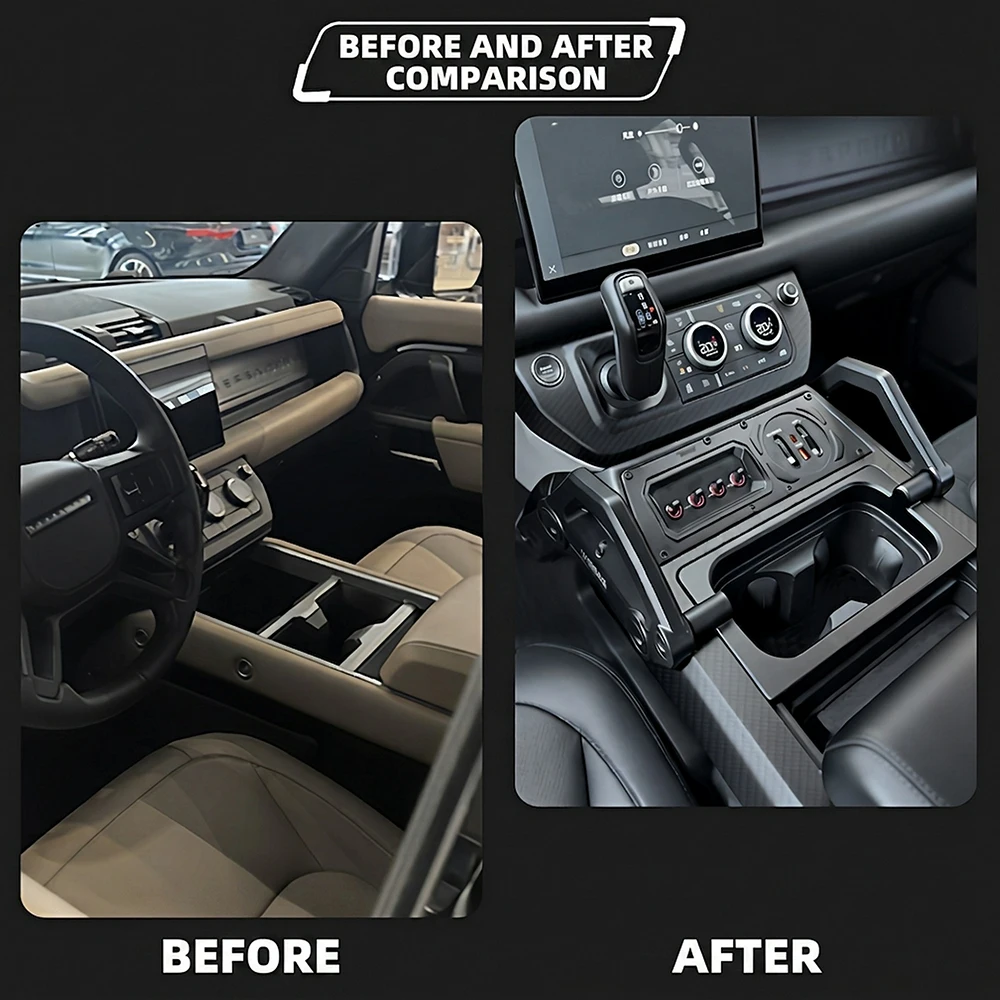 WEESE Dry Carbon Center Control System – 4-Way Switch, USB Charger & Aluminum Grab Handle for Land Rover Defender 90/110/130 view 2