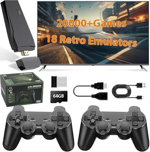 M8 ريترو لعبة فيديو وحدة التحكم 2.4G المزدوج وحدة تحكم لاسلكية التلفزيون 4K لعبة عصا HD 64G 20000 ألعاب للعب ألعاب عائلية الهدايا #1