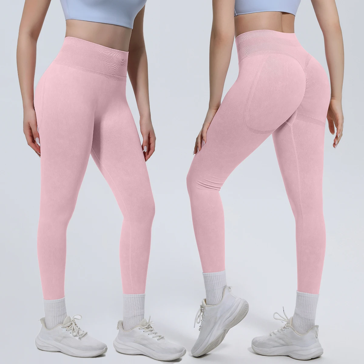 Schnell trocknende, hochelastische, nahtlose Yoga-Hose für den Sommer, für Fitness, Laufen, Radfahren, Fitness, Sport, Yoga-Leggings, einfarbige Push-Up-Hose