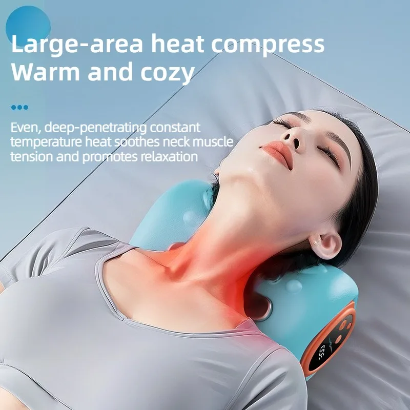 Ergonomic Cervical Neck Massager Multifunctional Strong Vibration Heated Portable Massage Pillow Comfortable Massage Device