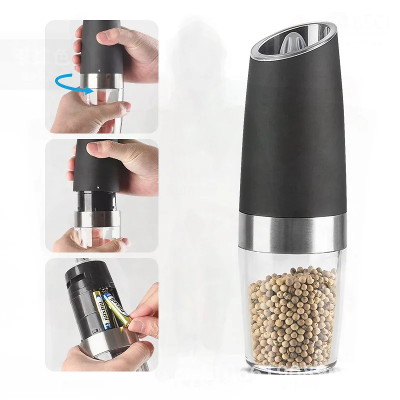 

Electric Pepper Grinder Stainless Steel Automatic Sea Salt Powder Gravity Induction Modern Minimalist Kitchen Tool