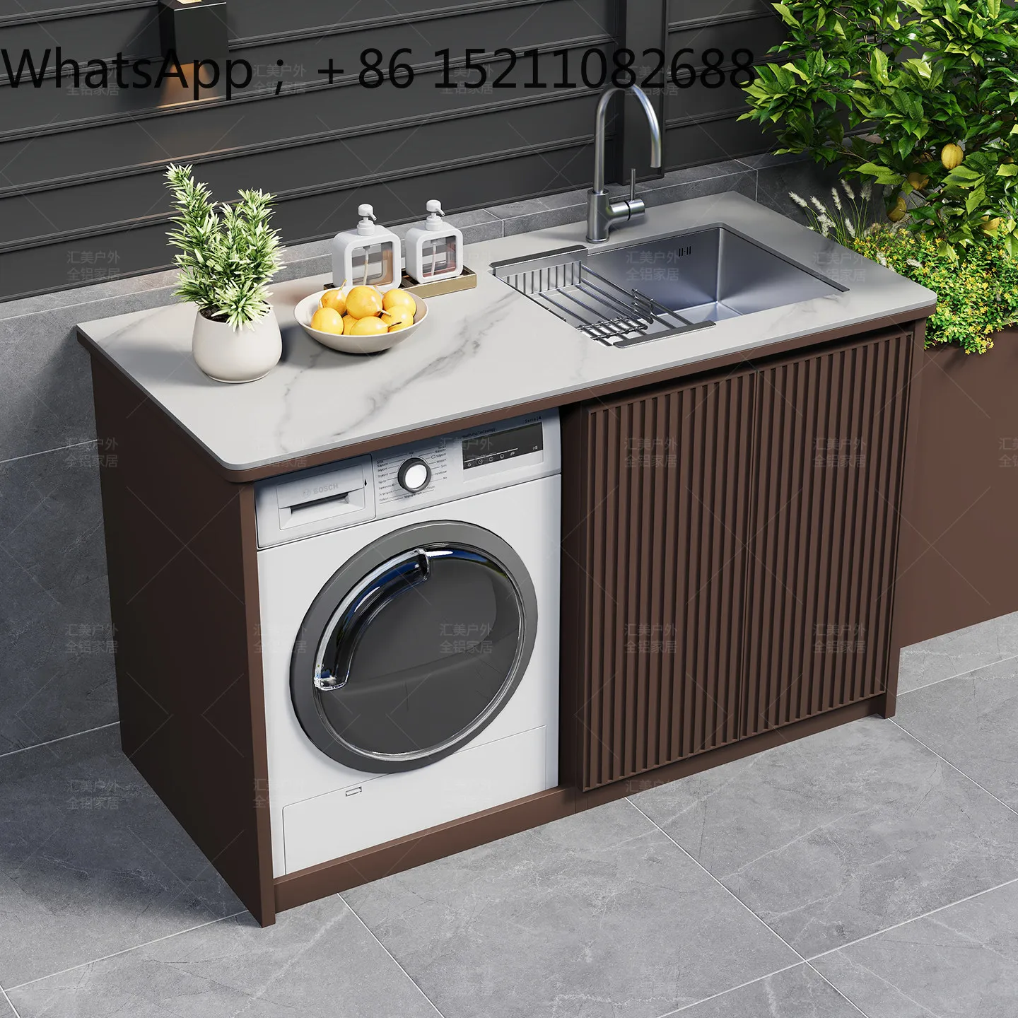 LLY rock slab all-aluminum alloy washing machine integrated cabinet outdoor garden villa sink waterproof sunscreen washbasin