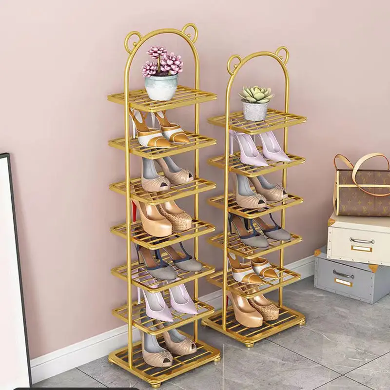 Shoe Rack Simple Slipper Rack Entrance Door Multi-level Iron Shoe Rack Dormitory Super Narrow Shoe Cabinet Living Room Furniture