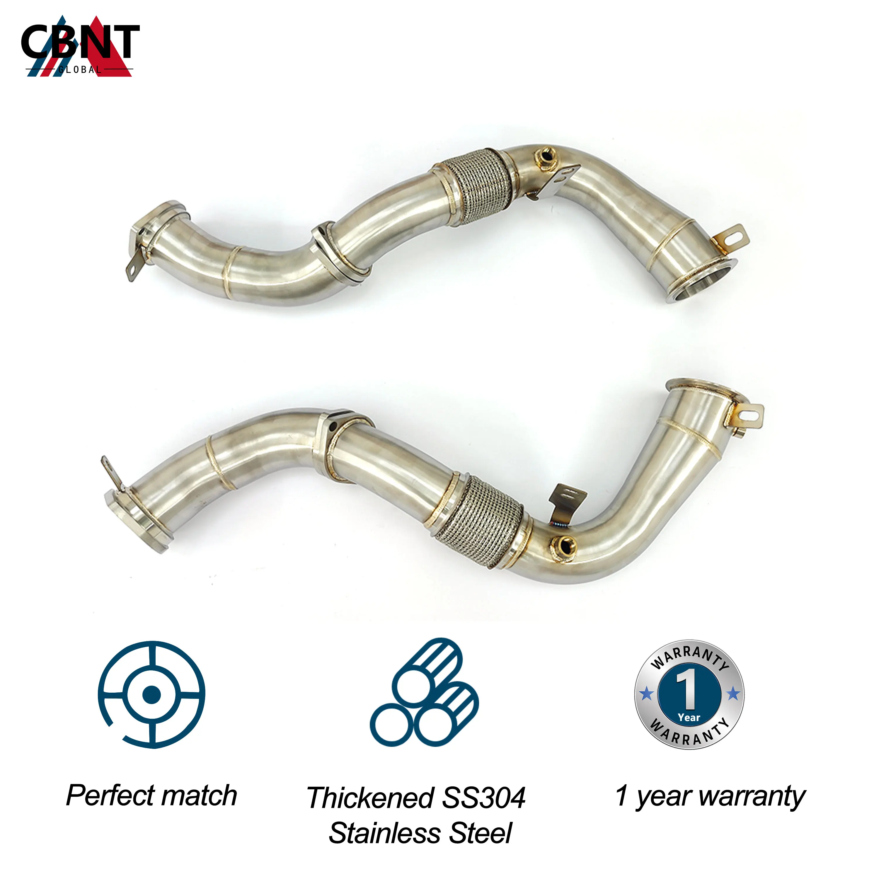 CBNT Free Flow Exhaust Downpipe for BMW X5M F95/X6M F96 Competition (LCI) S68 4.4TT V8 Exhaust Header SS304 Exhaust Pipe Systems