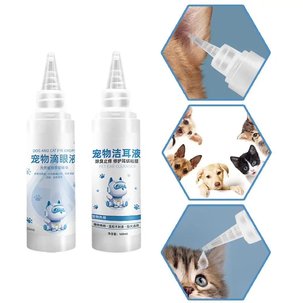 100ml Pet Eye Drops For Dogs Cats Remove Tear Stain Keep Pet Eyes Clean Mild And Non-irritating Eye Drops W4z3