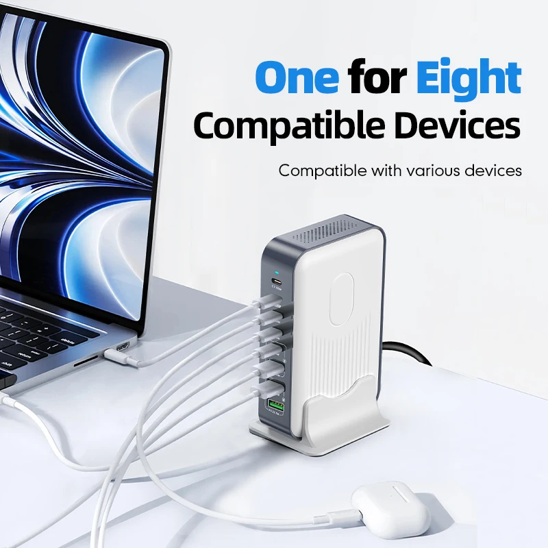 Desktop Quick Charger 8-in-1 USB Type C Adapter All-in-One