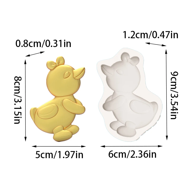Closed-Eye Duck Silicone Mold, Bow-Knot Duck Shape Mold, Fondant Chocolate Dessert Homemade Silicone Mold