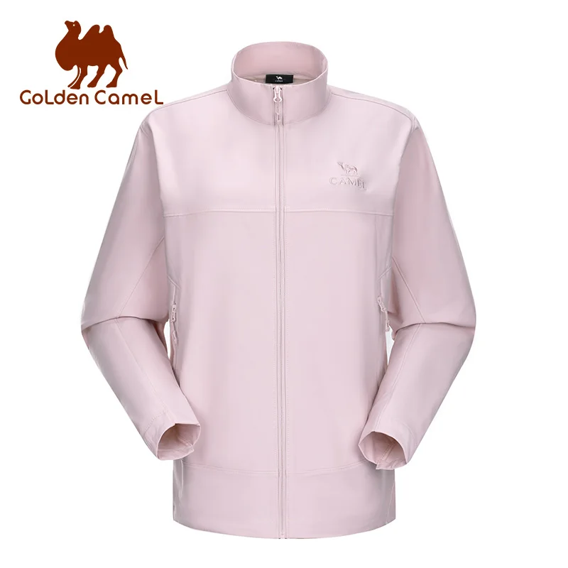 GOLDEN CAMEL Hiking Shell Jackets Women Men Stand Collar Windproof Water-repellent Velvet Warm Fleece Mountaineering Clothes