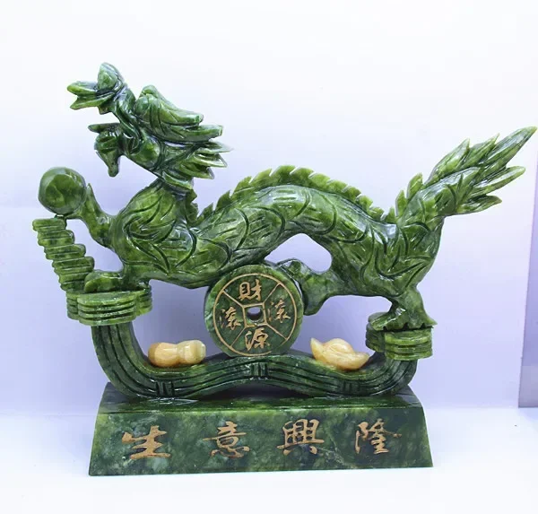 China southern Taiwan jade dragon carving thriving business feng shui Wealth statue Natural handicraft home decoration