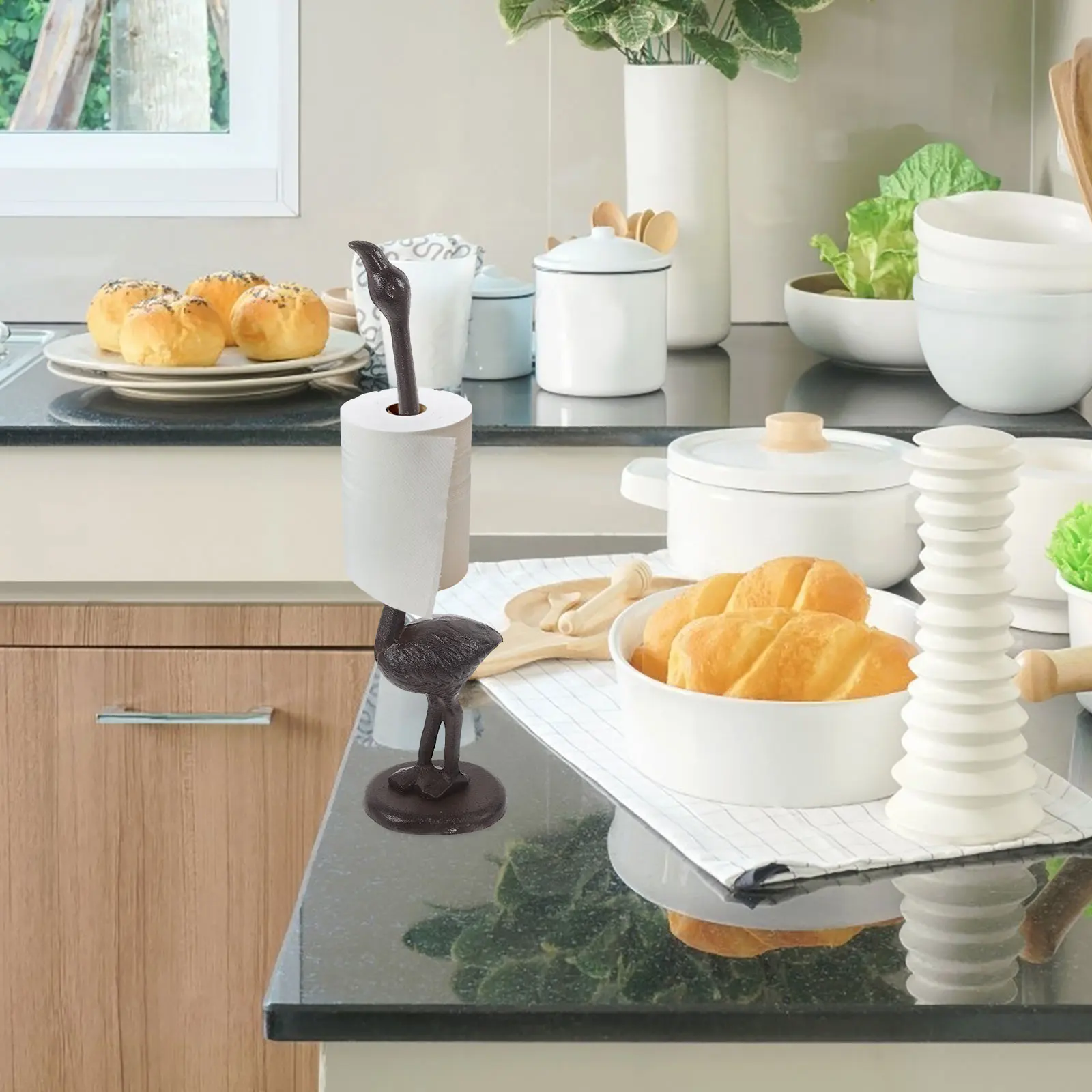 

Cast Iron Flamingo Paper Towel Holder Standing Roll Rack Kitchen Tissue Organizer Bathroom Storage Flamingo Paper Towel Holder