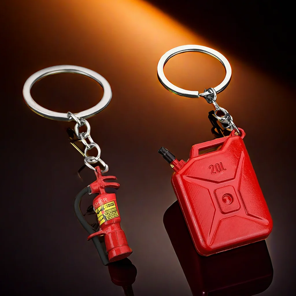 Classic Oil Drum Key Chains Creative Fire Equipment Keyring Pendant Bag Car Key Holder Accessories For Men Survival Game Gift