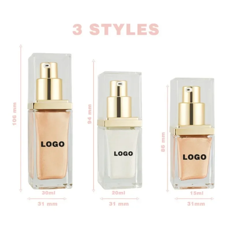 

Private Label 5colors Square Bottle Liquid Highlighter Pigment Long Lasting Brightening Easy To Colored Body Bulk Makeup Custom