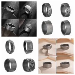 Fashion Retro Viking Rune Ring for Men Women Stainless Steel Odin Rune Letter Rings Couple Simple Amulet Jewelry Gifts