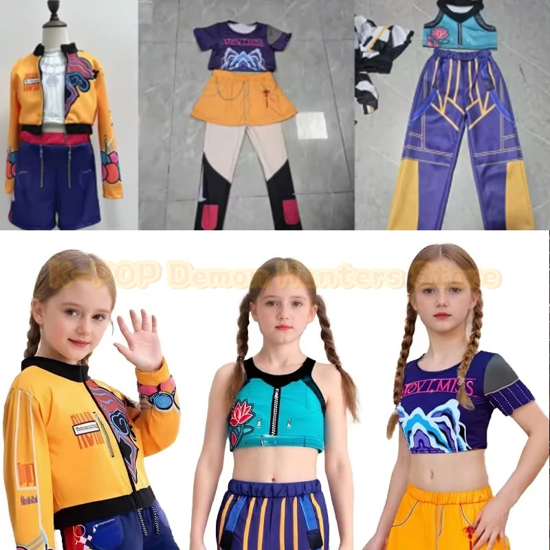Disfraz de Rumi Mira Zoey para niños, disfraz de cazadores de demonios KPop, disfraz dorado de K Pop Huntrix, traje de fiesta de Halloween para niños