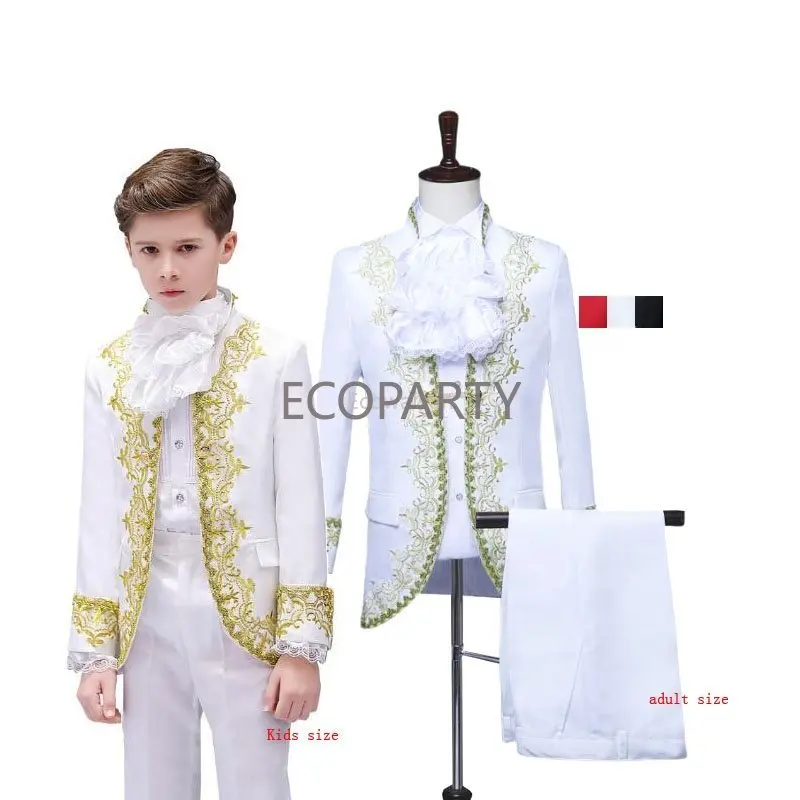 Men's Kids Floral Tuxedo Jacket Luxury Embroidered Suit Wedding Blazer Dinner Palace Drama Performance Clothing Tuxedo for Party