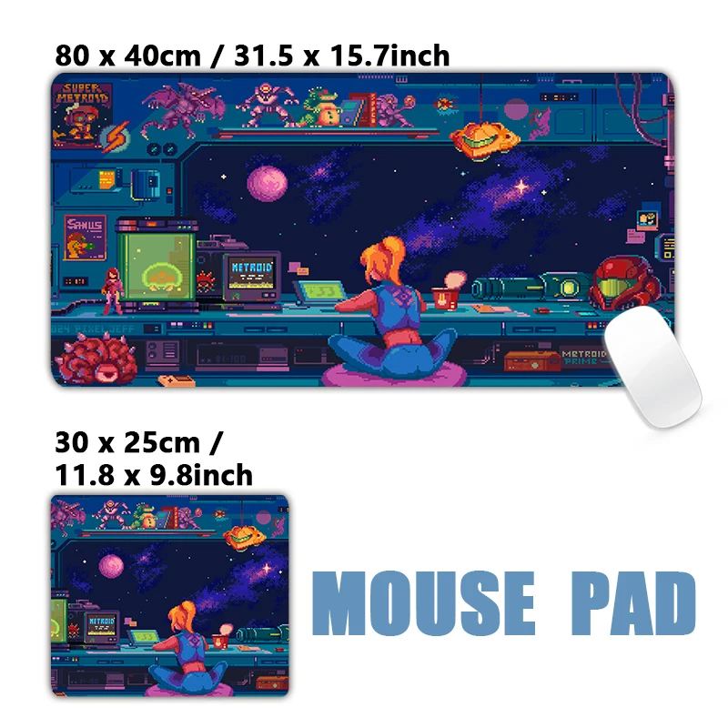 Pixel Design Klassisches Videospiel XXL Großes Mauspad Mousepad XXL Tastatur Schreibtischunterlage Lange Gummi-Schreibtischunterlagen