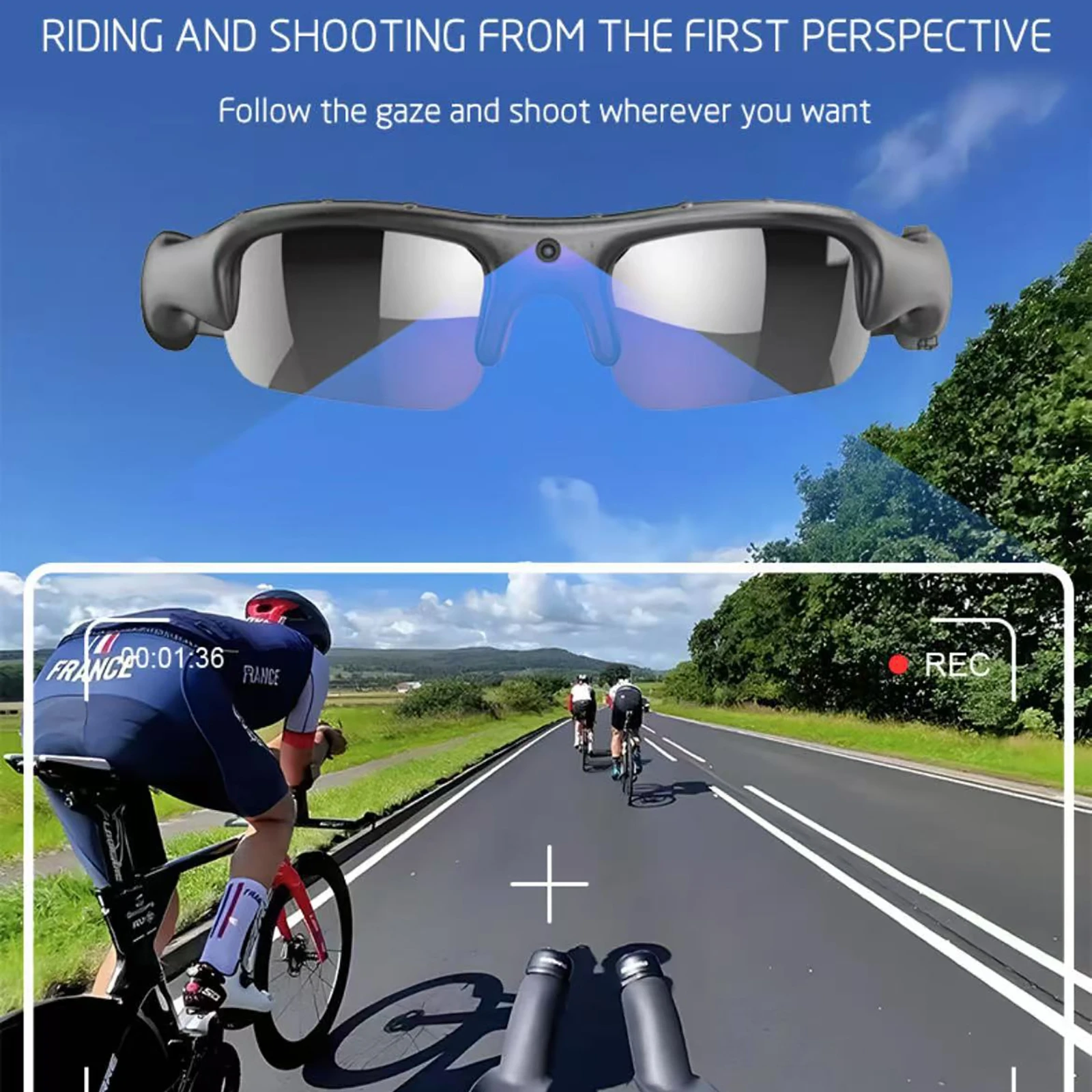 Grabadora de vídeo HD de 1080P, WIFI, cámara para deportes al aire libre, gafas inteligentes, gafas de sol para bicicleta, motocicleta, cámara de disparo, conducción