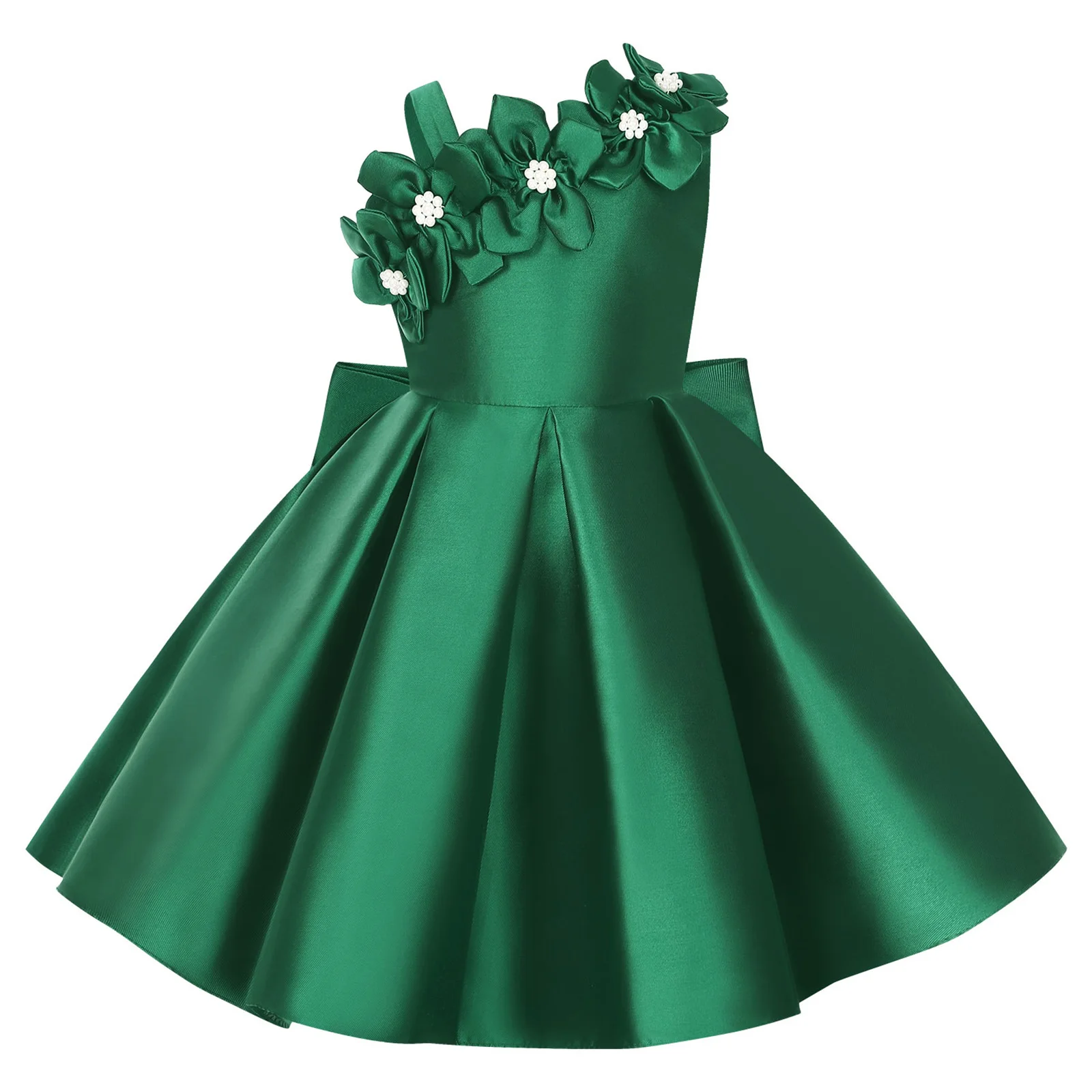 Blumen mädchen Party kleid ärmellose Applikation Bowknot Vestidos Kinder Mädchen Kleid Hochzeit formellen Geburtstag elegante Prinzessin Kleid