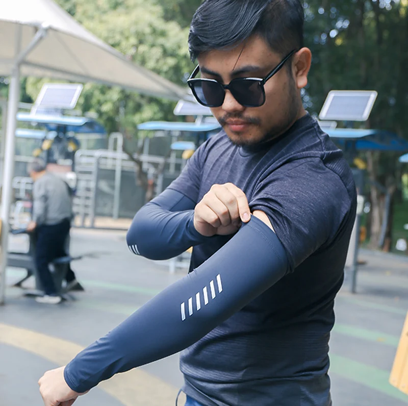 UPF 50+ Summer Thin Sun-protective Sleeve Men Anti-UV Arm Sleeves for Driving Cycling Male Arm UV Protection Ice Silk Sleeve