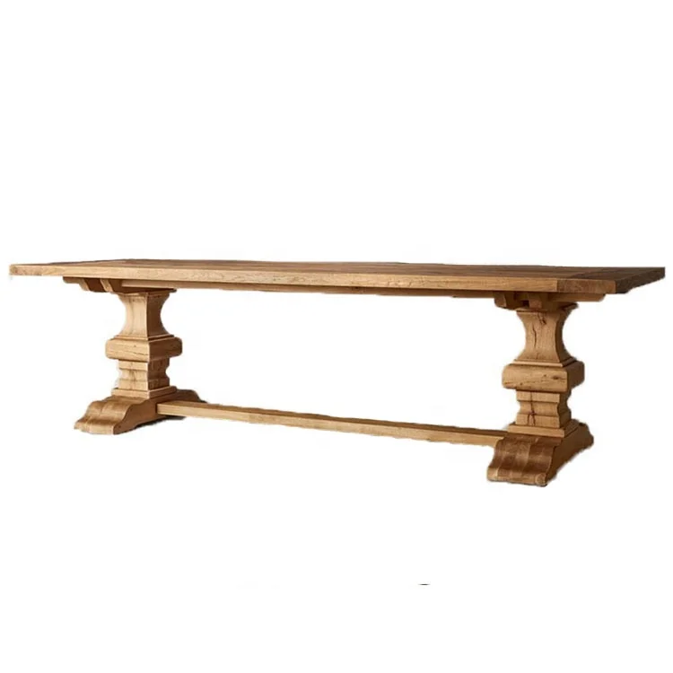 

/French Dining Room Home Furniture Pedestal Rectangle Oak Wood Large 10/12 Seater Dinning Table